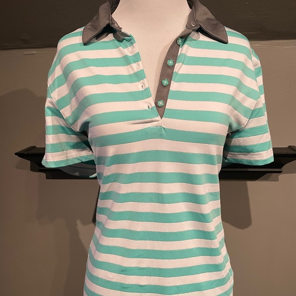 Green stripped golf polo - Picture 1 of 4